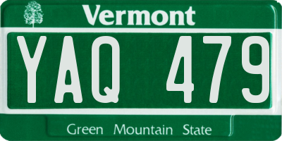 VT license plate YAQ479