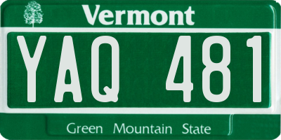 VT license plate YAQ481