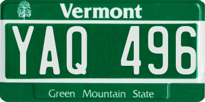 VT license plate YAQ496