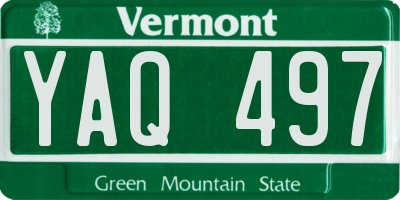VT license plate YAQ497