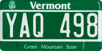 VT license plate YAQ498