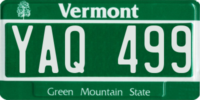 VT license plate YAQ499