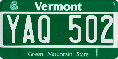 VT license plate YAQ502
