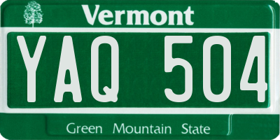 VT license plate YAQ504