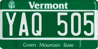 VT license plate YAQ505