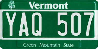 VT license plate YAQ507