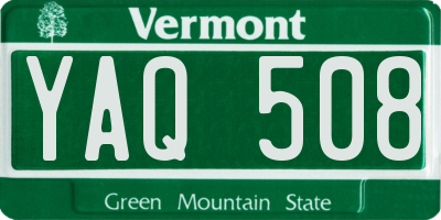VT license plate YAQ508