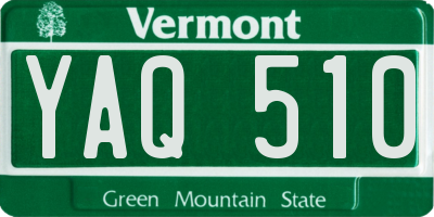 VT license plate YAQ510