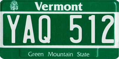 VT license plate YAQ512