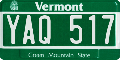 VT license plate YAQ517