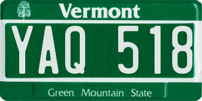 VT license plate YAQ518