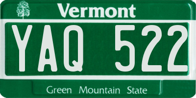 VT license plate YAQ522