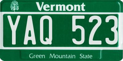 VT license plate YAQ523
