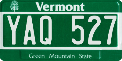 VT license plate YAQ527