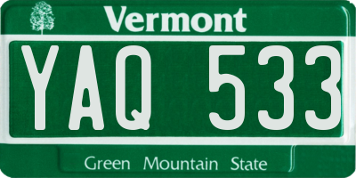 VT license plate YAQ533