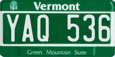VT license plate YAQ536