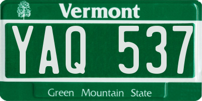 VT license plate YAQ537