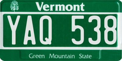 VT license plate YAQ538