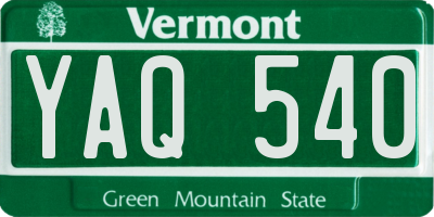 VT license plate YAQ540
