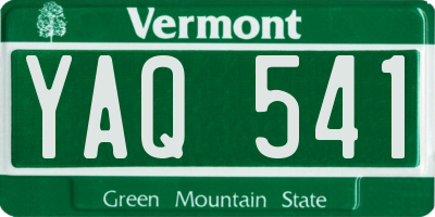 VT license plate YAQ541