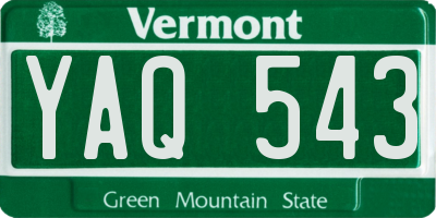 VT license plate YAQ543