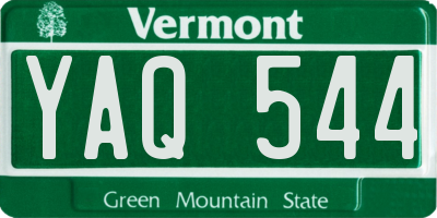 VT license plate YAQ544