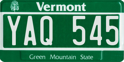 VT license plate YAQ545