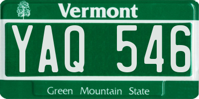 VT license plate YAQ546