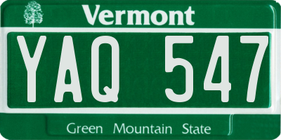 VT license plate YAQ547