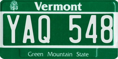 VT license plate YAQ548
