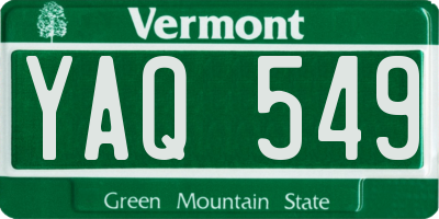 VT license plate YAQ549