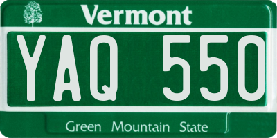 VT license plate YAQ550