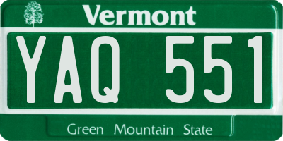 VT license plate YAQ551
