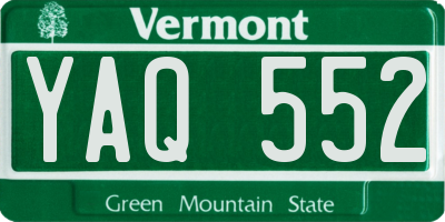 VT license plate YAQ552