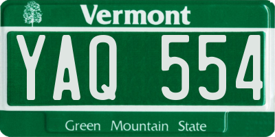 VT license plate YAQ554