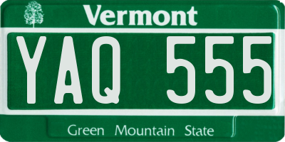 VT license plate YAQ555
