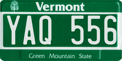 VT license plate YAQ556