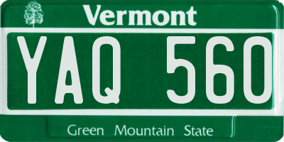 VT license plate YAQ560