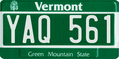 VT license plate YAQ561