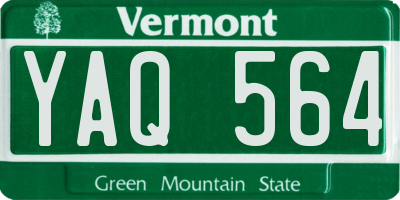 VT license plate YAQ564