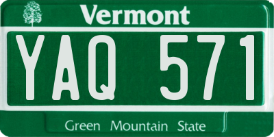 VT license plate YAQ571