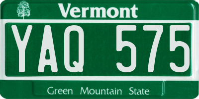 VT license plate YAQ575