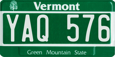 VT license plate YAQ576