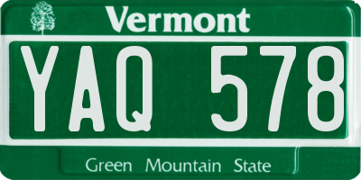 VT license plate YAQ578