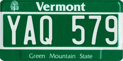 VT license plate YAQ579