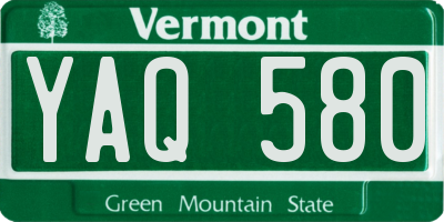 VT license plate YAQ580