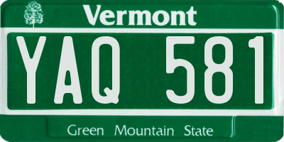 VT license plate YAQ581