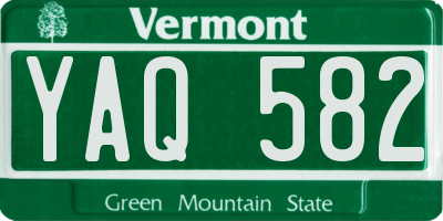 VT license plate YAQ582