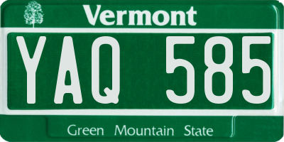 VT license plate YAQ585