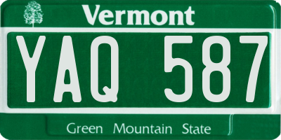 VT license plate YAQ587